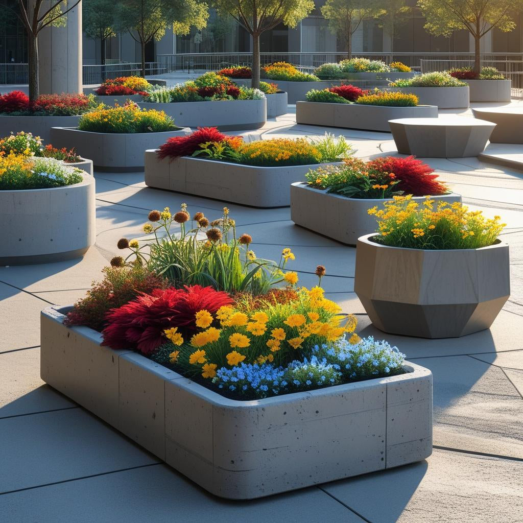 Concrete Made Flower Pot High Quality Standard Size Best Of Outdoor Use.