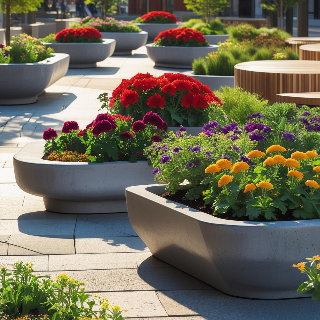 Concrete Made Flower Pot High Quality Standard Size Best Of Outdoor Use.