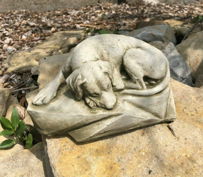 Top Quality Sleeping Dog Statue | Reconstituted Stone Animal Concrete Garden Ornament Decor