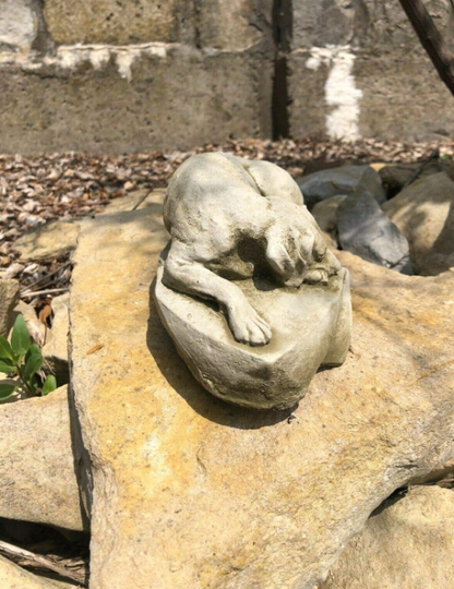 Top Quality Sleeping Dog Statue | Reconstituted Stone Animal Concrete Garden Ornament Decor
